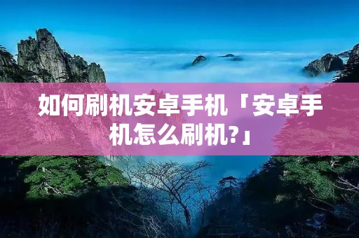 如何刷机安卓手机「安卓手机怎么刷机?」