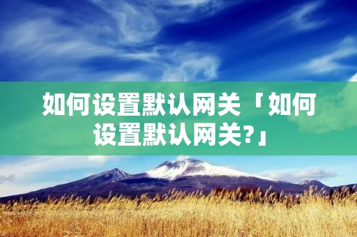 如何设置默认**「如何设置默认**?」 如何设置默认**「如何设置默认**?」