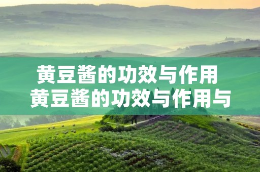 黄豆酱的功效与作用 黄豆酱的功效与作用与禁忌,其实吃它很省钱