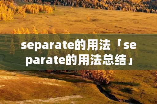 separate的用法「separate的用法总结」