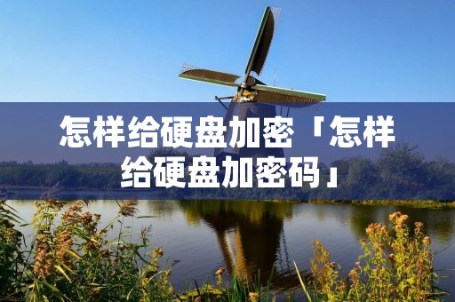 怎样给硬盘加密「怎样给硬盘加密码」 怎样给硬盘加密「怎样给硬盘加密码」