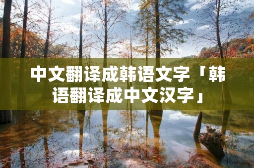 中文翻译成韩语文字「韩语翻译成中文汉字」