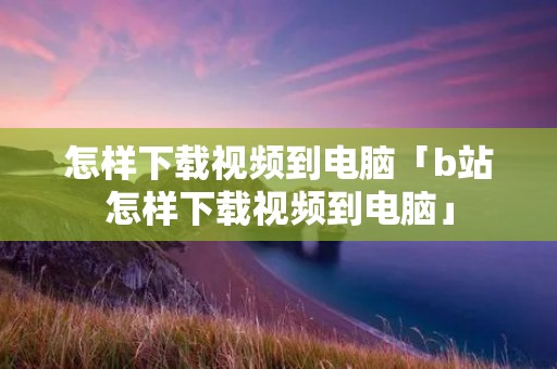 怎样下载视频到电脑「b站怎样下载视频到电脑」 怎样下载视频到电脑「b站怎样下载视频到电脑」