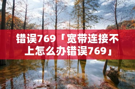 错误769「宽带连接不上怎么办错误769」 错误769「宽带连接不上怎么办错误769」