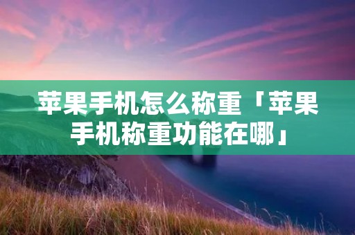 苹果手机怎么称重「苹果手机称重功能在哪」 苹果手机怎么称重「苹果手机称重功能在哪」