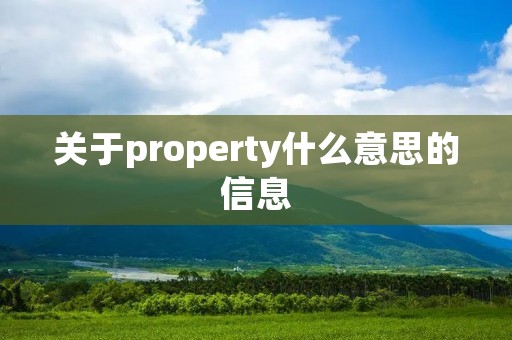 关于property什么意思的信息 关于property什么意思的信息