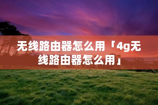 无线路由器怎么用「4g无线路由器怎么用」