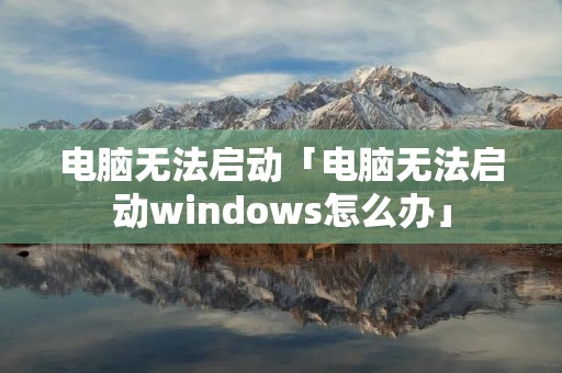 电脑无法启动「电脑无法启动windows怎么办」