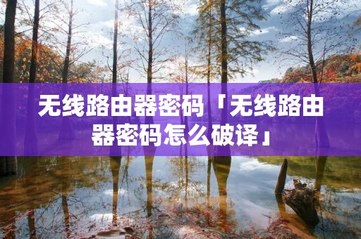 无线路由器密码「无线路由器密码怎么破译」