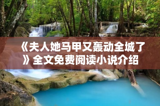 《夫人她马甲又轰动全城了》全文免费阅读小说介绍