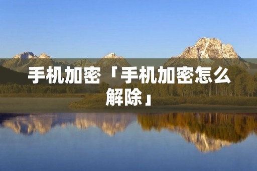 手机加密「手机加密怎么解除」