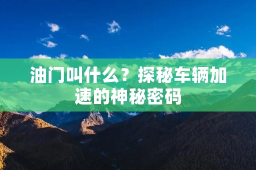 油门叫什么?探秘车辆加速的神秘密码 油门叫什么?探秘车辆加速的神秘密码