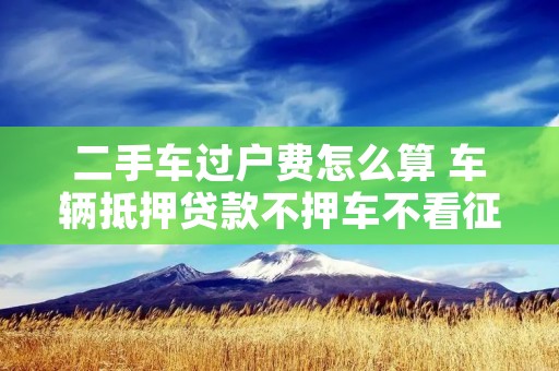 二手车过户费怎么算 车辆抵押贷款不押车不看征信 二手车过户费怎么算 车辆抵押贷款不押车不看征信