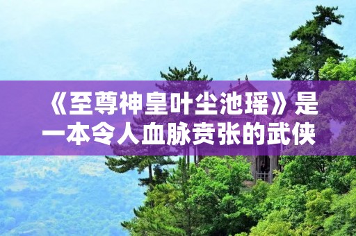 《至尊神皇叶尘池瑶》是一本令人血脉贲张的武侠小说,作者以独特的笔触和精彩的剧情,将读者带入了一个充满惊险与刺激的修仙世界。小说以叶尘和池瑶两个主角的成长为线索,展现了他们在修炼之路上的艰辛与奋斗。