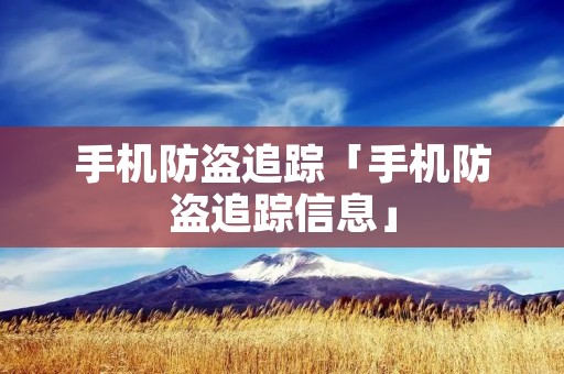 手机防盗追踪「手机防盗追踪信息」