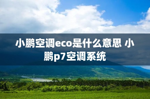 小鹏空调eco是什么意思 小鹏p7空调系统