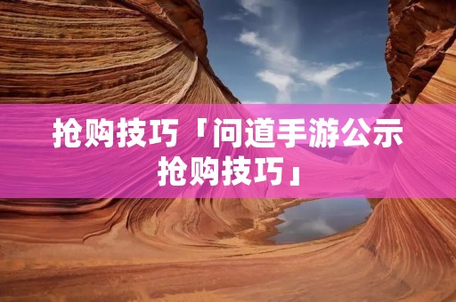 抢购技巧「问道手游公示抢购技巧」