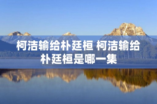 柯洁输给朴廷桓 柯洁输给朴廷桓是哪一集
