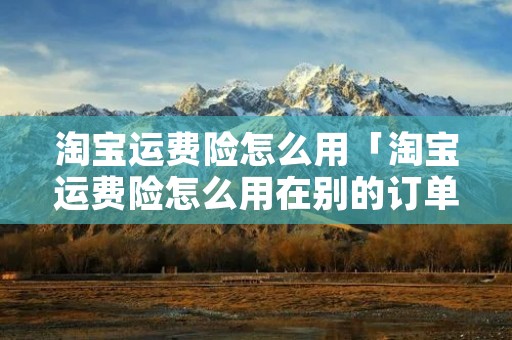 淘宝运费险怎么用「淘宝运费险怎么用在别的订单」