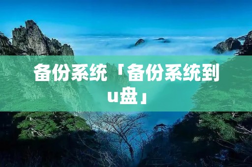 备份系统「备份系统到u盘」