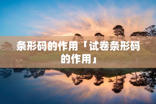 条形码的作用「试卷条形码的作用」