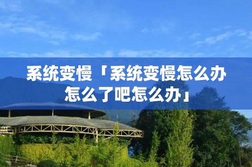 系统变慢「系统变慢怎么办怎么了吧怎么办」