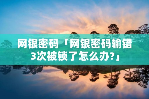 网银密码「网银密码输错3次被锁了怎么办?」