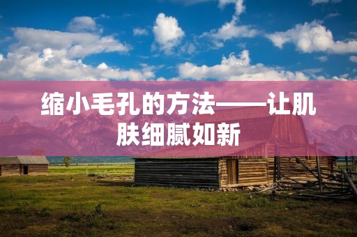 缩小毛孔的方法——让肌肤细腻如新