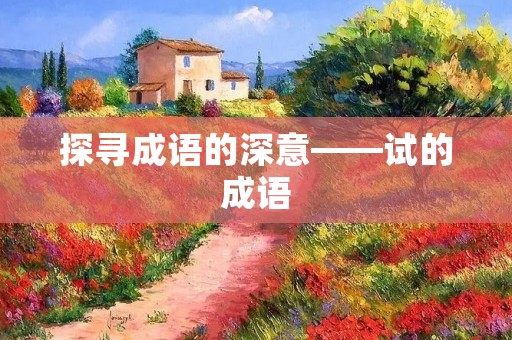 探寻成语的深意——试的成语