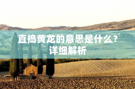 直捣黄龙的意思是什么?详细解析