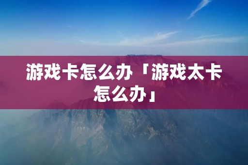 游戏卡怎么办「游戏太卡怎么办」