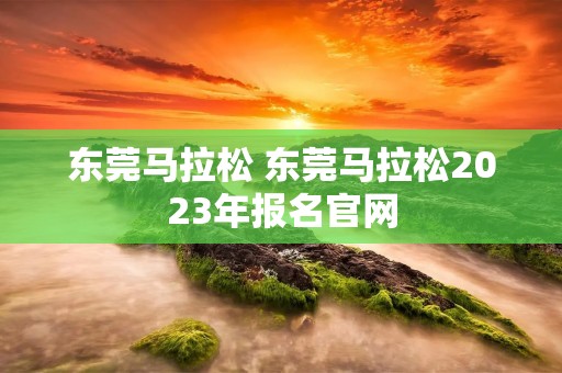 东莞马拉松 东莞马拉松2023年报名官网