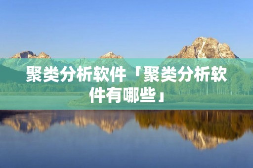 聚类分析软件「聚类分析软件有哪些」