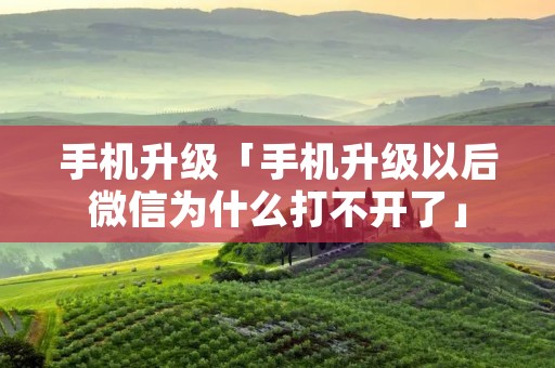 手机升级「手机升级以后微信为什么打不开了」