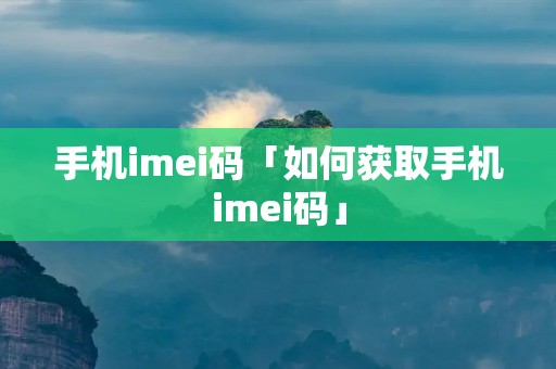 手机imei码「如何获取手机imei码」