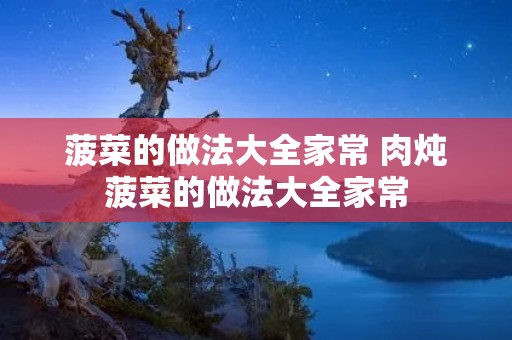 菠菜的做法大全家常 肉炖菠菜的做法大全家常