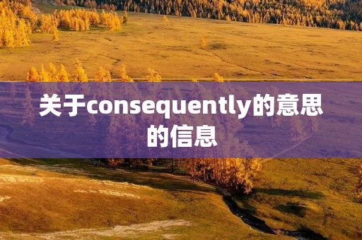 关于consequently的意思的信息