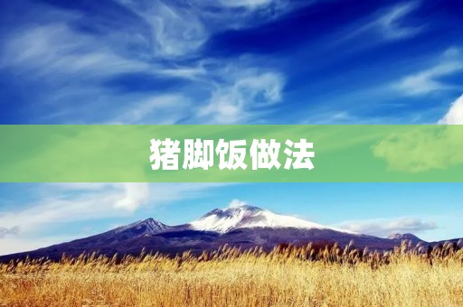 猪脚饭做法：传统美食的独特魅力