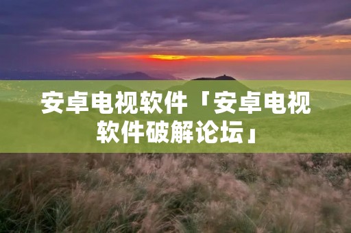 安卓电视软件「安卓电视软件破解论坛」