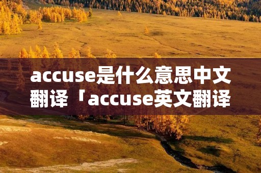 accuse是什么意思中文翻译「accuse英文翻译」