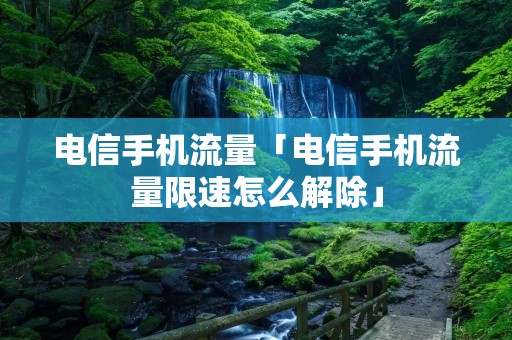 电信手机流量「电信手机流量限速怎么解除」 电信手机流量「电信手机流量限速怎么解除」