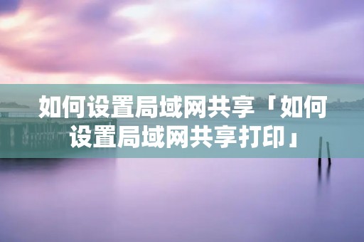 如何设置局域网共享「如何设置局域网共享打印」
