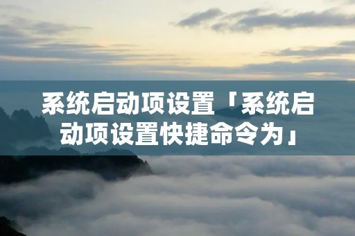 系统启动项设置「系统启动项设置快捷命令为」