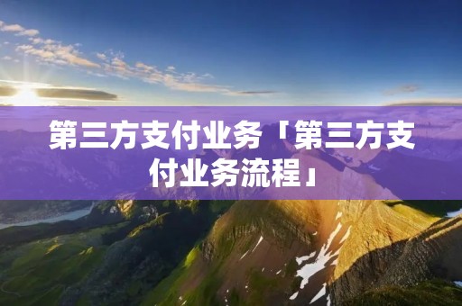 第三方支付业务「第三方支付业务流程」