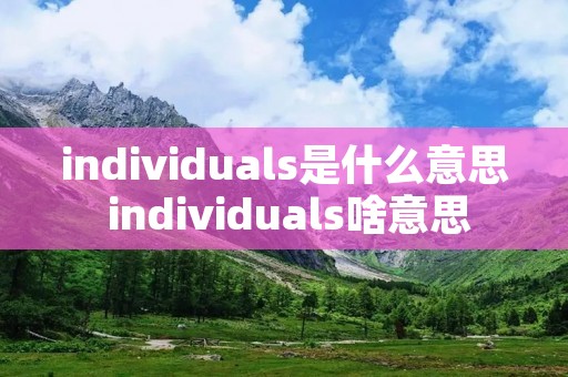 individuals是什么意思 individuals啥意思