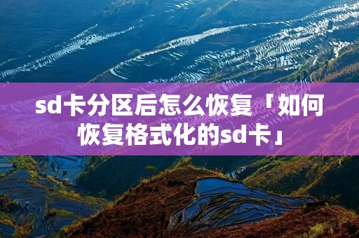 sd卡分区后怎么恢复「如何恢复格式化的sd卡」 sd卡分区后怎么恢复「如何恢复格式化的sd卡」