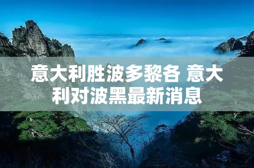 意大利胜波多黎各 意大利对波黑最新消息