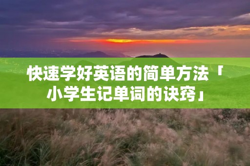 快速学好英语的简单方法「小学生记单词的诀窍」