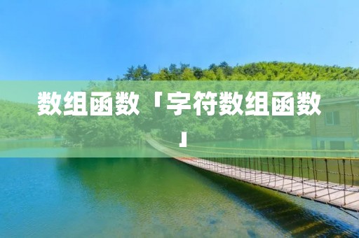数组函数「字符数组函数」
