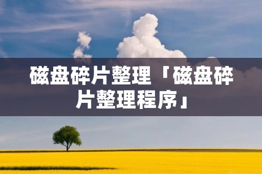 磁盘碎片整理「磁盘碎片整理程序」 磁盘碎片整理「磁盘碎片整理程序」